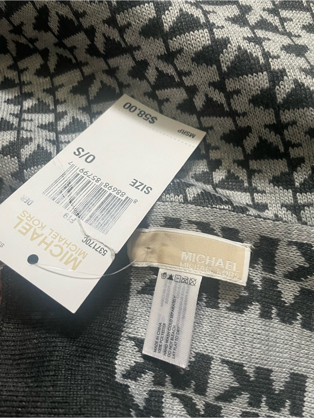 Michael Kors Men’s Black & Cream Geometric Crewneck Sweater